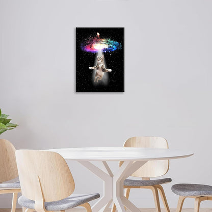 Funny Cat Wall Art Canvas Galaxy Wall Decor Prints Framed Painting Animal Pictures Gifts Artwork