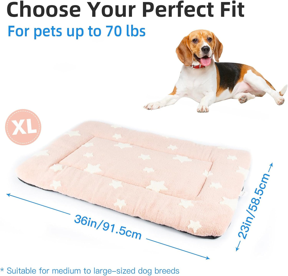Mora Pets Dog Crate Pad Dog Kennel Bed Mat for Large Dogs Washable Cute Star Pet Bed for 36 inch