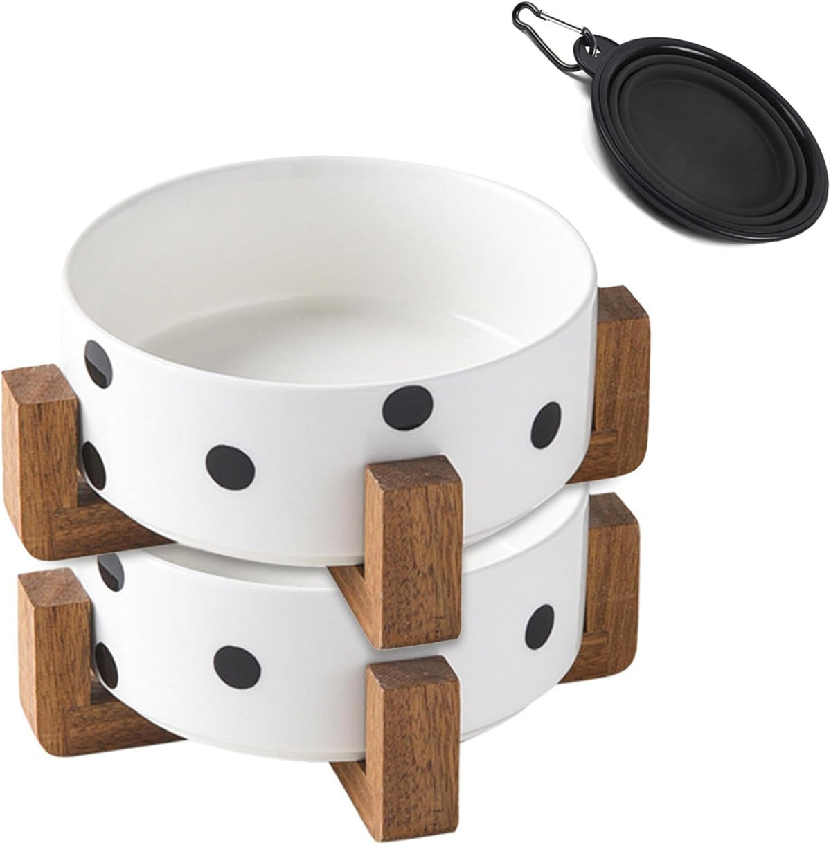 Petygooing Ceramic Dog Bowl Set with Stand, Small Pet Bowls, Anti-Slip Cat & Dog Food and Water