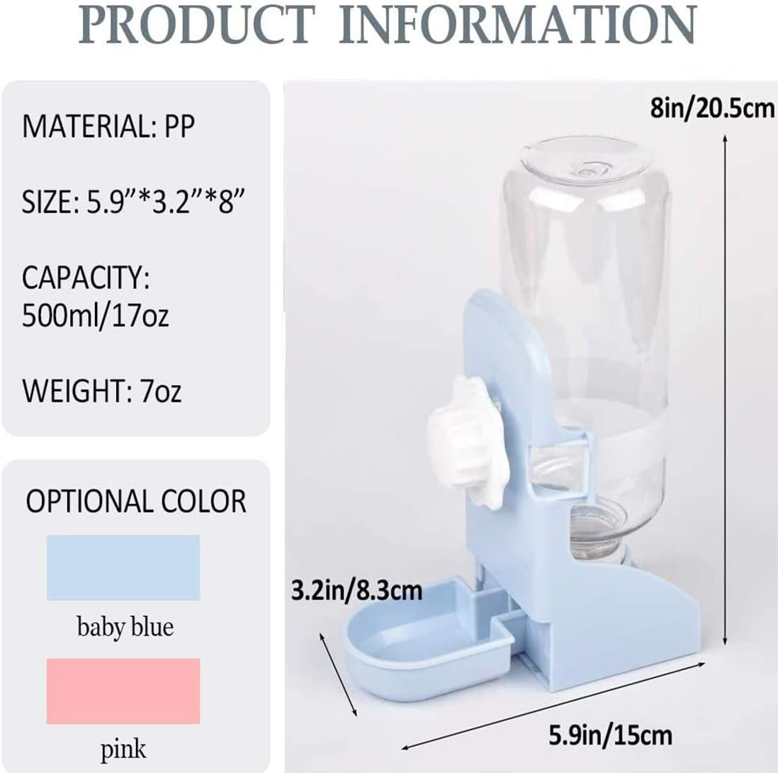kathson Rabbit Water Bottle, 17oz Hanging Water Fountain Automatic Dispenser No Leak WaterFeeder