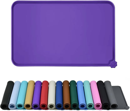 Waterproof Pet Feeding Mat with High Raised Edges, Heavier and Thicker Placemats for Cat Dog Water