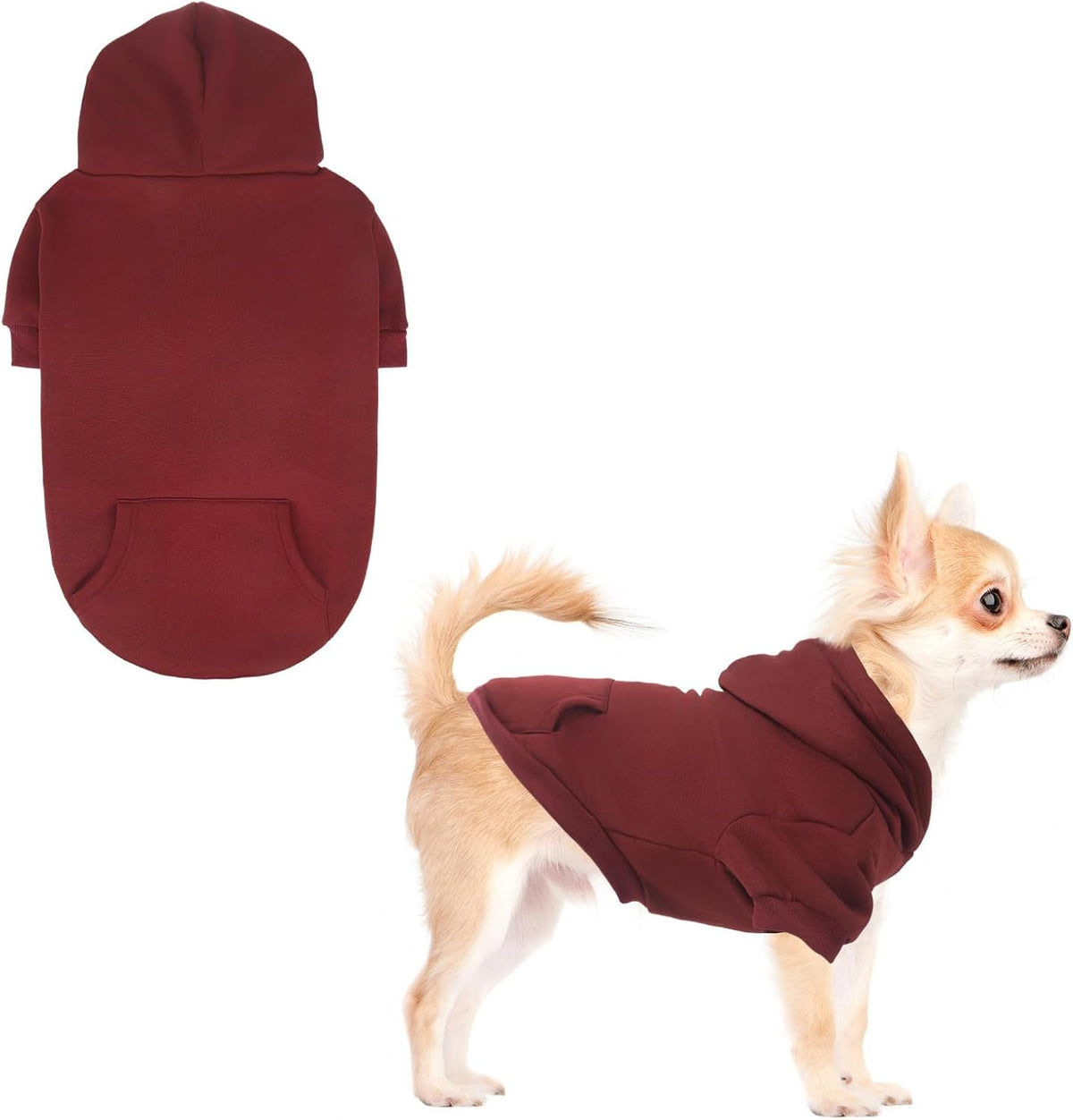 KOOLTAIL Basic Dog Hoodie - Soft and Warm Dog Hoodie Sweater with Leash Hole and Pocket, Pet Winter
