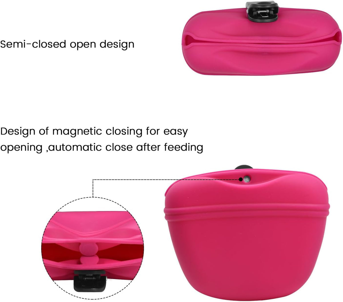 AUDWUD Silicone Dog Treat Pouch,Clip on Portable Training Container,Convenient Magnetic Buckle