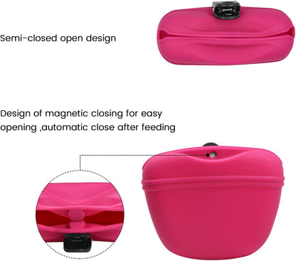 AUDWUD Silicone Dog Treat Pouch,Clip on Portable Training Container,Convenient Magnetic Buckle