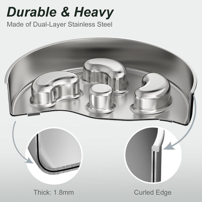 Slow Feeder Dog Bowl, Double Wall Food Grade Stainless Steel, Heavy Duty with Non-Slip Rubber Base