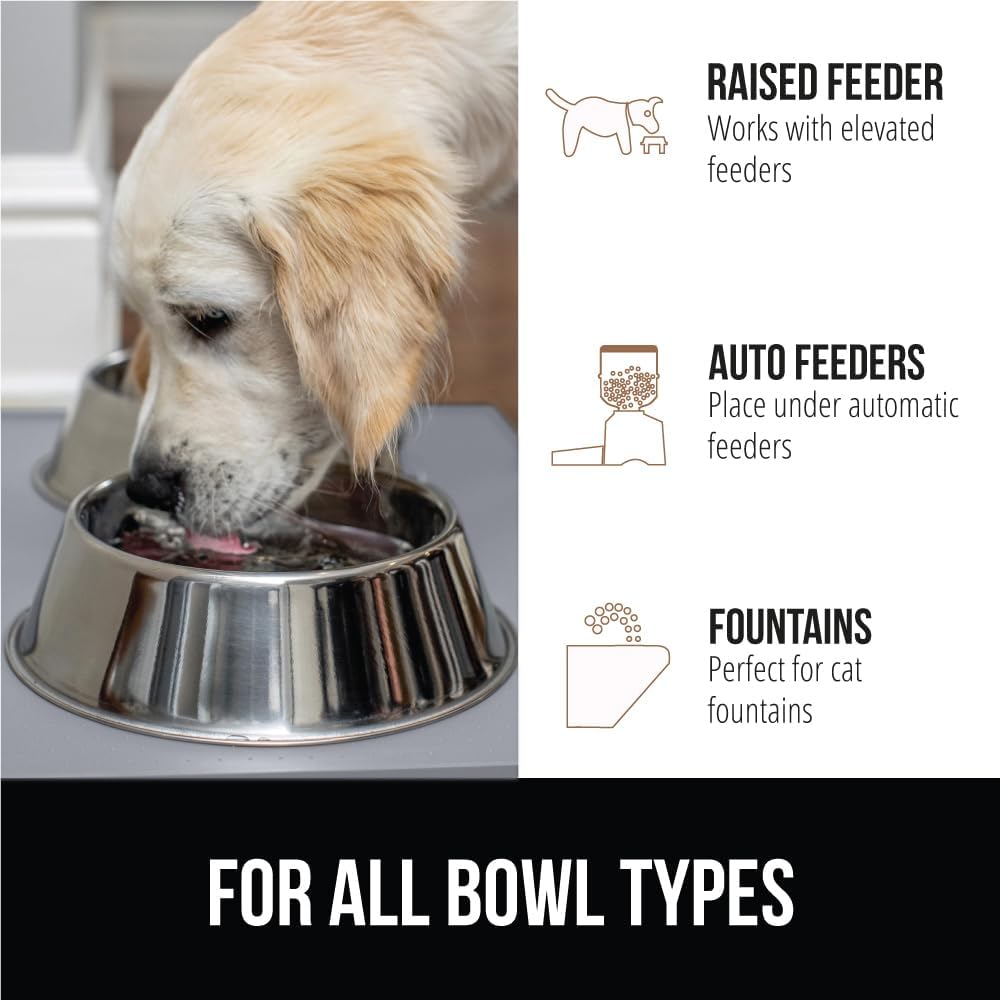 GORILLA GRIP 100% Waterproof Raised Edge BPA Free Silicone Pet Feeding Mat, Dog Cat Food Mats