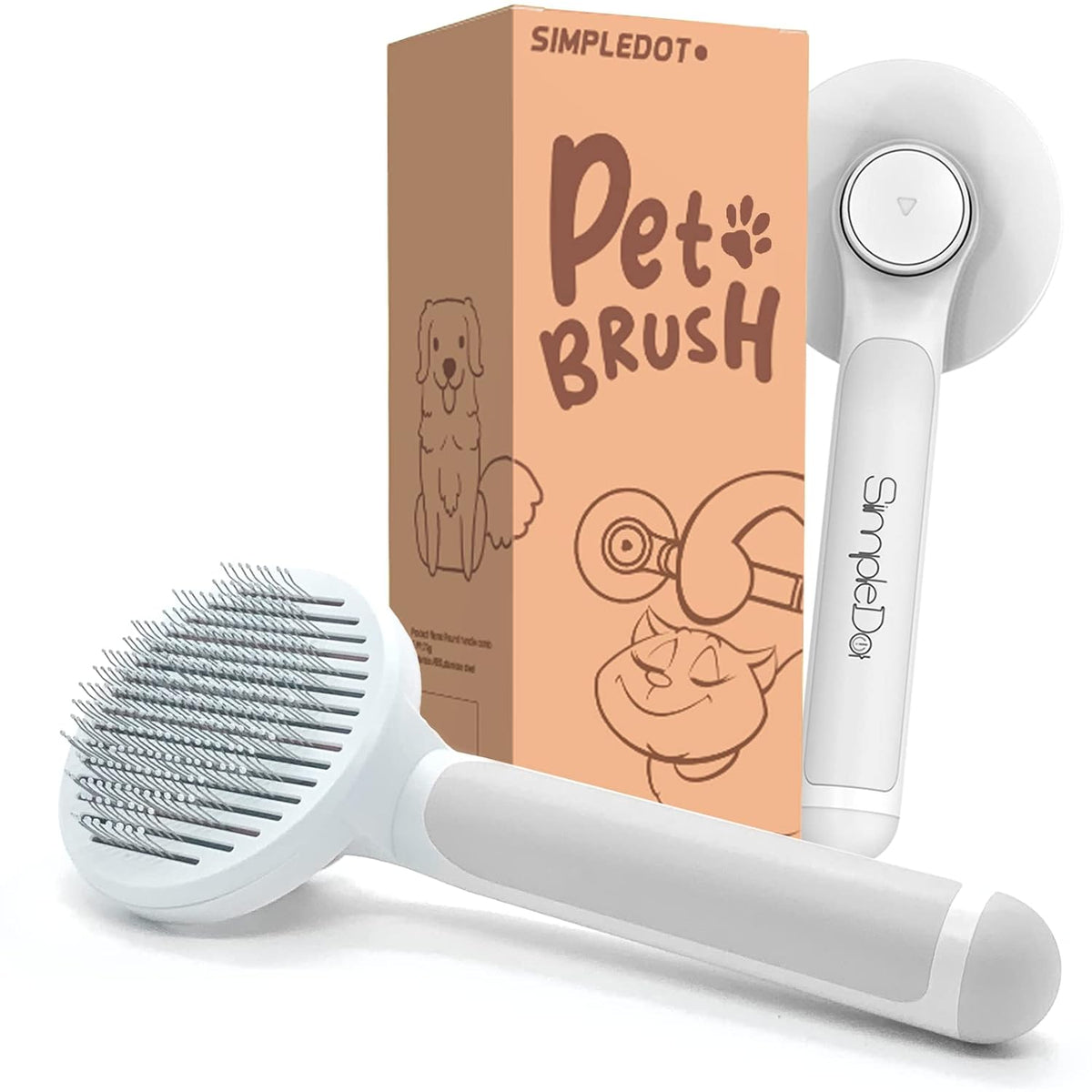 Self Cleaning Slicker Brush for Dogs and Cats, Pet Grooming Hair Brush, Removes Undercoat, Loose