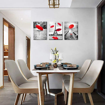 Black and white landscape Eiffel Tower 3 Piece Wall Art for Living Room Bathroom Decorations
