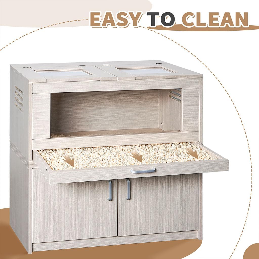 Large Hamster Cage, Wooden Hamster Cages and Habitats with Storage Cabinet and Openable Top