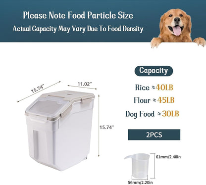 AnRui Rice Storage Container 50LB, Airtight Flour Storage Containers, Plastic Cereal Grain