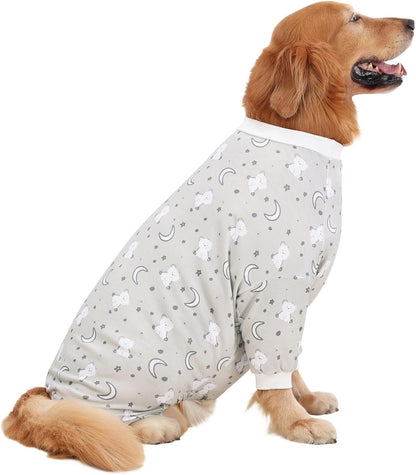 HDE Dog Pajamas One Piece Jammies Jumpsuit Pet Clothes Outfit Stretchy Lightweight Comfy Shirt Pjs