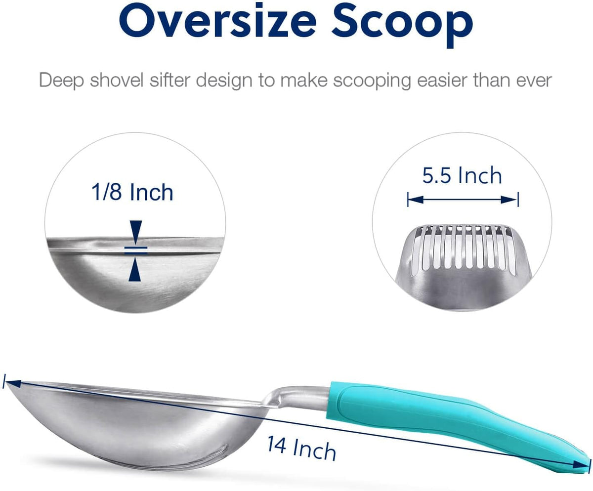 WePet Cat Litter Scoop, Aluminum Alloy Sifter, Kitty Metal Scooper, Deep Shovel, Long Handle, Poop