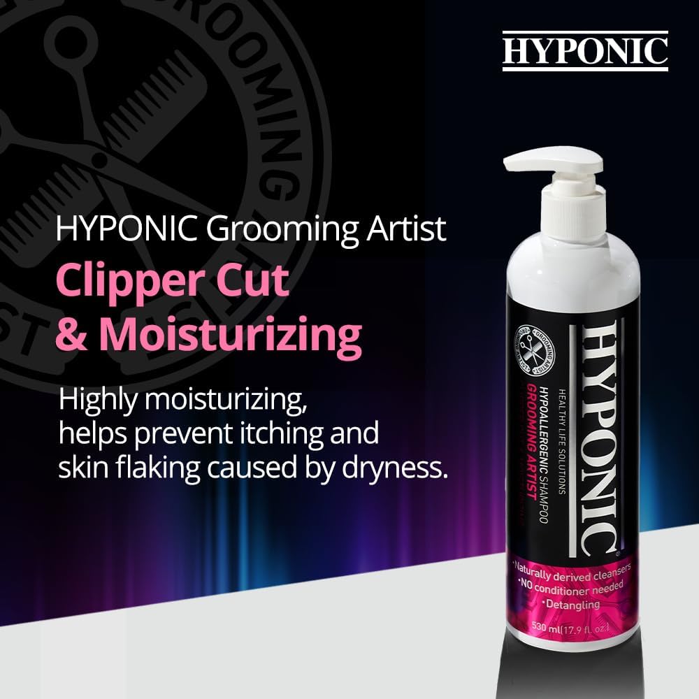 HYPONIC Grooming Artist Shampoo - Hypoallergenic Pet Shampoo for Groomers (Clipper Cut &