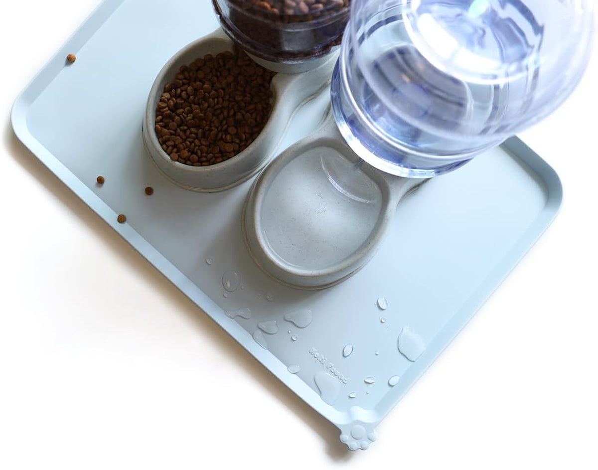 Hoki Found Large Silicone Pet Food Mats Tray - Non Slip Pet Bowl Mats Placemat - Dog Pet Cat