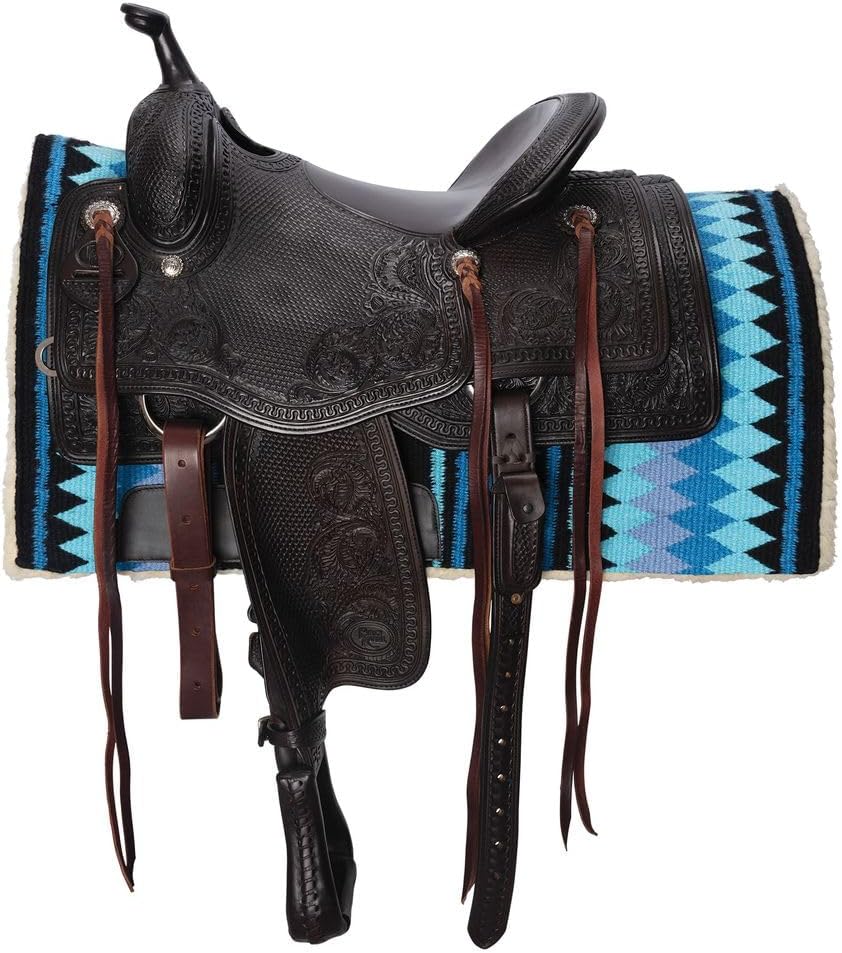 Fleece Bottom Contoured Saddle Pad - 34" x 40" | New Zealand Wool Top | 3/4" Felt Core | Contoured