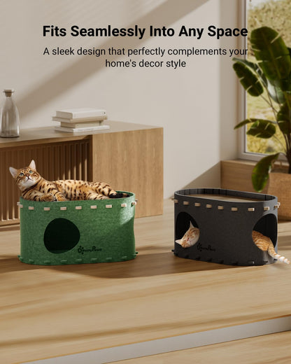 DownyPaws Cat House for Indoor Cats, Cat Bed Cave for Multiple & Large Cats Up to 22 Lbs, Scratch