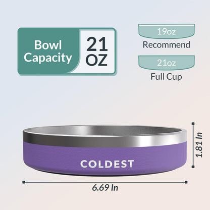 Coldest Dog Bowl - Anti Rust Metal, Non Slip, 3 Layers Insulated Stainless Steel Dog Bowls - Spill