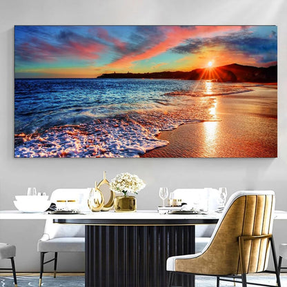 Yxbhhym-Beach Wall Art Pictures for Living Room Ocean Canvas Wall Art Decor Bedroom Sunset Painting