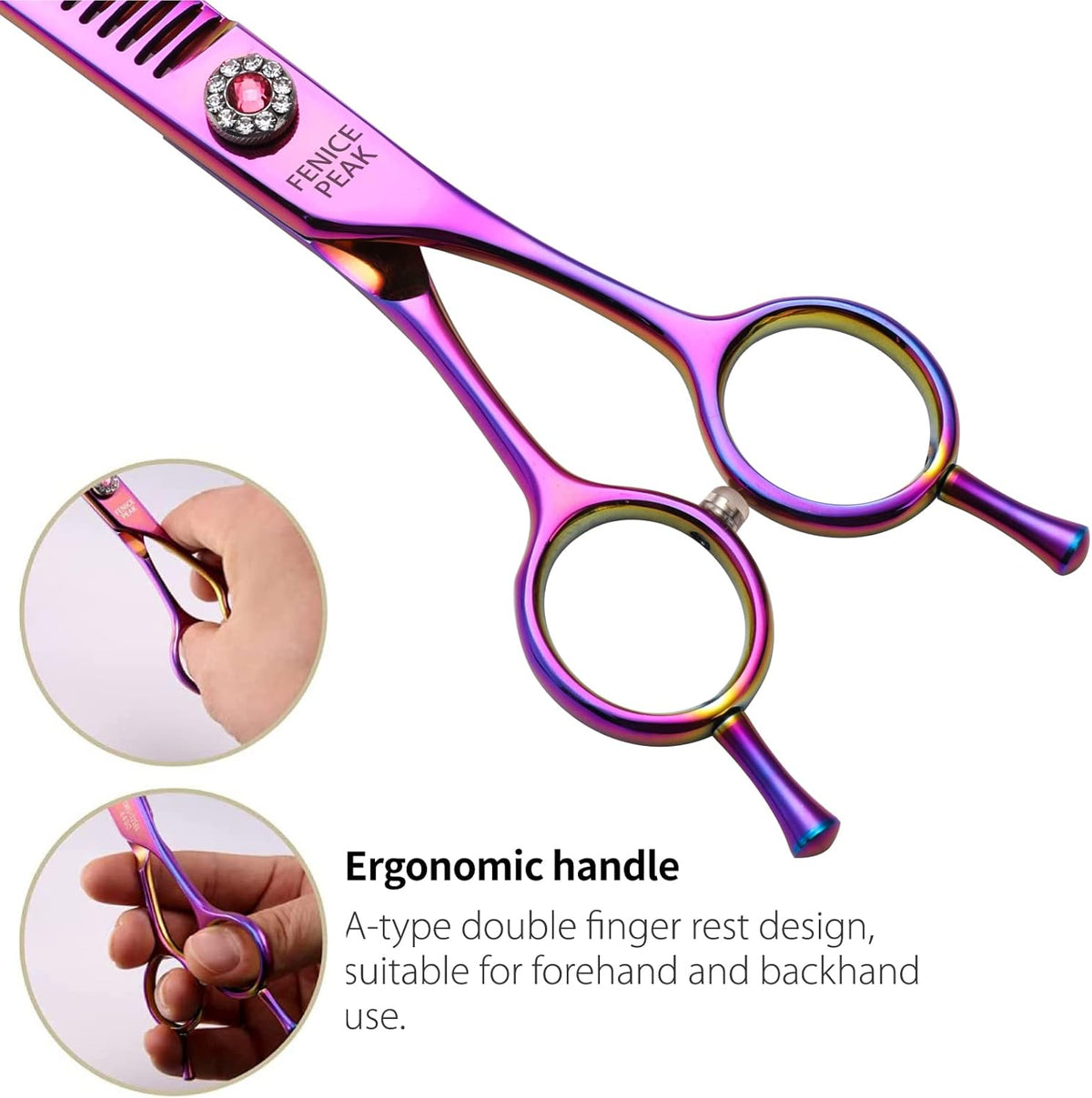 Fenice Peak Professional Dog Grooming Scissors Pet Curved Chunker Shears 7.0'' Extremely Sharp