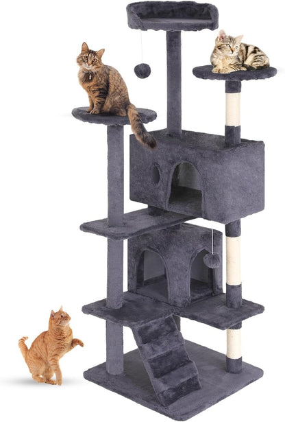 FDW Cat Tree 54in Cat Tower Multi-Level Durable Cat Scratching Post & Cozy Fun Cat Jumping Platform