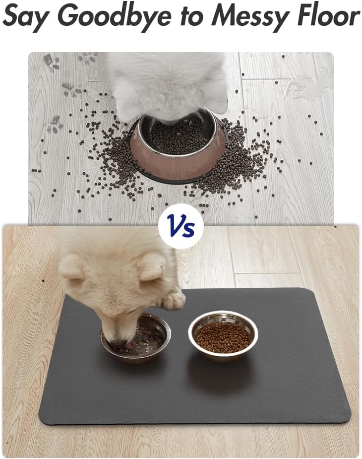 MontVoo-Absorbent Pet Feeding Mat-No Stains Pet Mat for Food and Water Bowl-Quick Dry Cat & Dog