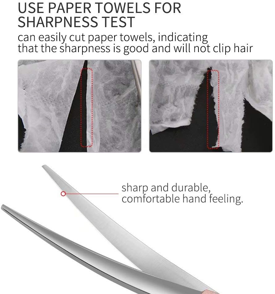 Fenice Peak Professional Curved Dog Grooming Scissors 8'' Rose Gold 440C Stainless Steel Pet