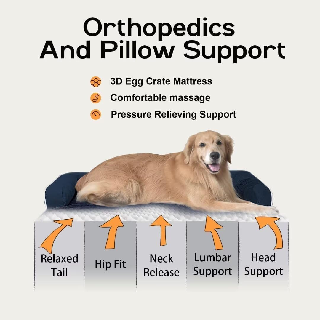 Large Dog Bed Orthopedic Washable | Beds Bolster Pet | XL Large Big Dogs | Memory Foam Couch Sofa |