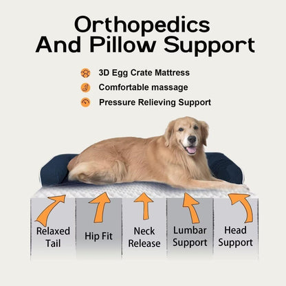Large Dog Bed Orthopedic Washable | Beds Bolster Pet | XL Large Big Dogs | Memory Foam Couch Sofa |