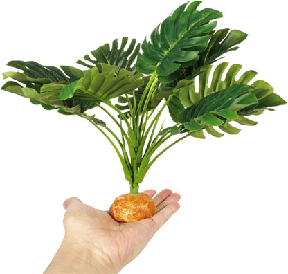 Fake Monstera Plants, Reptile Terrarium Decor, Bearded Dragon Tank Accessories fit Crested Gecko