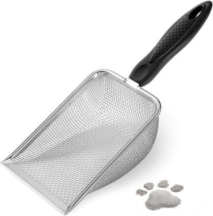 Cat Litter Scoop,Sturdy Litter Cleaner Corner Shovel,Stainless Steel Mesh Litter Shovel,Easy to