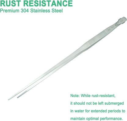 18.9 inch Aquarium Tweezers with Hanger, 2025 New Extra Long Feeding Tongs, Stainless Steel Large