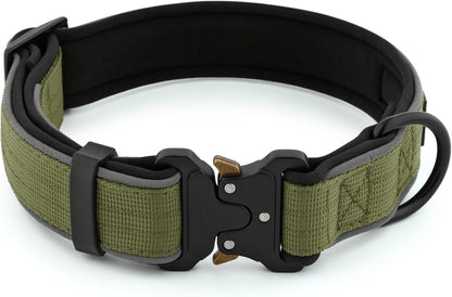Plutus Pet Tactical Dog Collar, Reflective, Adjustable Heavy Duty Dog Collar, Soft Padded and