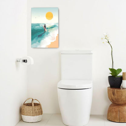 Beach Surfing Wall Art Ocean Coastal Wave Canvas Wall Decor Summer Nature Seascape Pictures