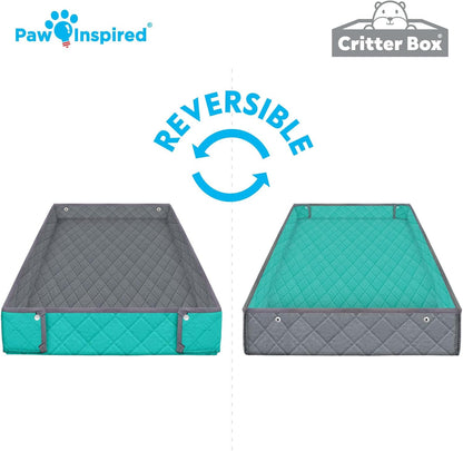 Paw Inspired Critter Box Washable Cage Liner, Reversible Fleece Bedding with Raised Sides for