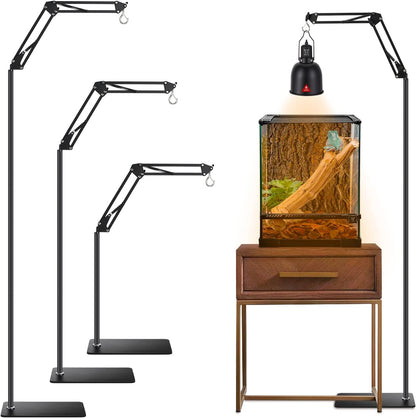 Reptile Lamp Stand Reptile Light Stand (15.7inch to 74.3inch) with 360° Adjustable Swing Arm, Heat