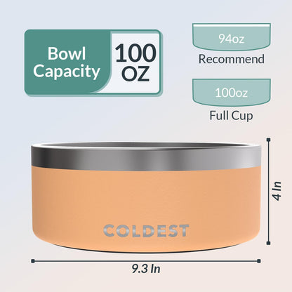 Coldest Dog Bowl - Anti Rust Metal, Non Slip, 3 Layers Insulated Stainless Steel Dog Bowls - Spill