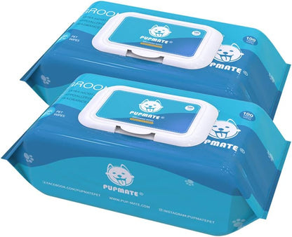 Natural Pet Grooming Wipes, 100 Fresh Counts, Extra Moist & Thick for Dogs & Cats, Puppies &