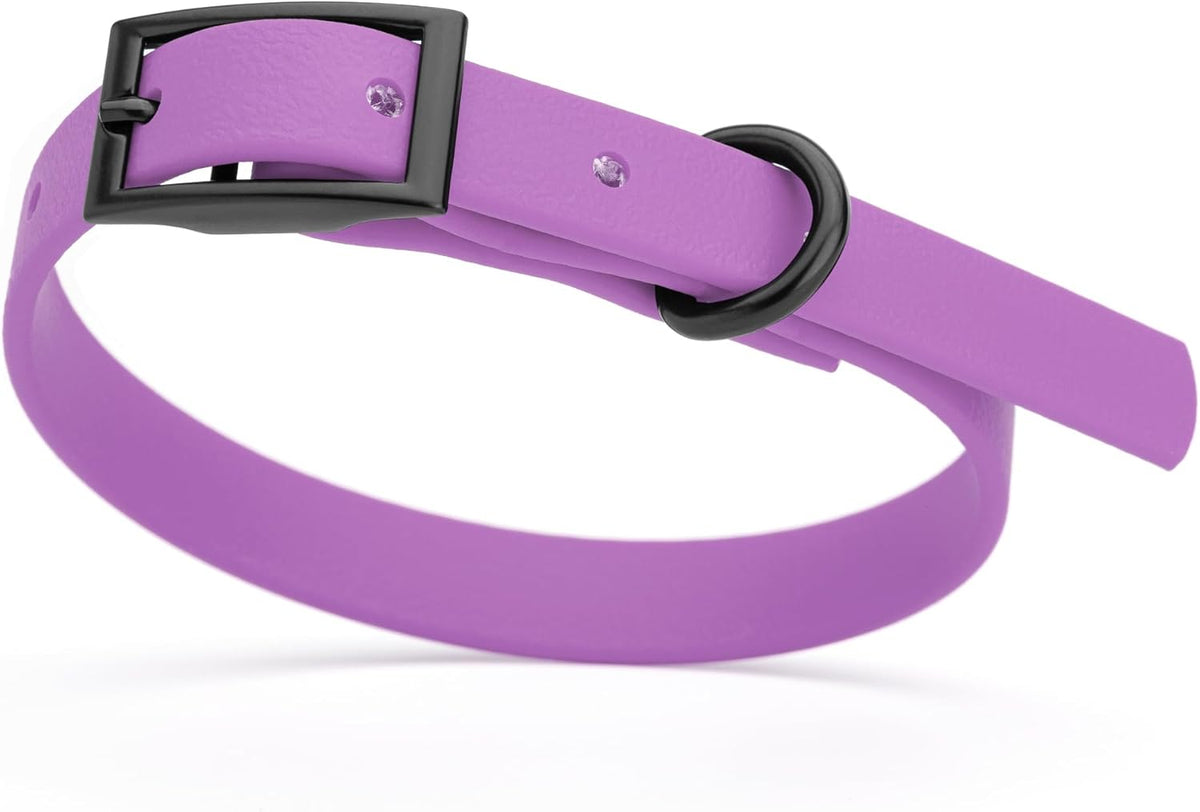 Dogline Biothane Waterproof Dog Collar Strong Coated Nylon Webbing with Black Hardware Odor- Proof