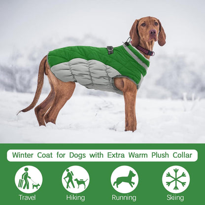FUAMEY Dog Coat for Large Dogs,Waterproof Dog Winter Jacket with Harness Built in Puppy Cold