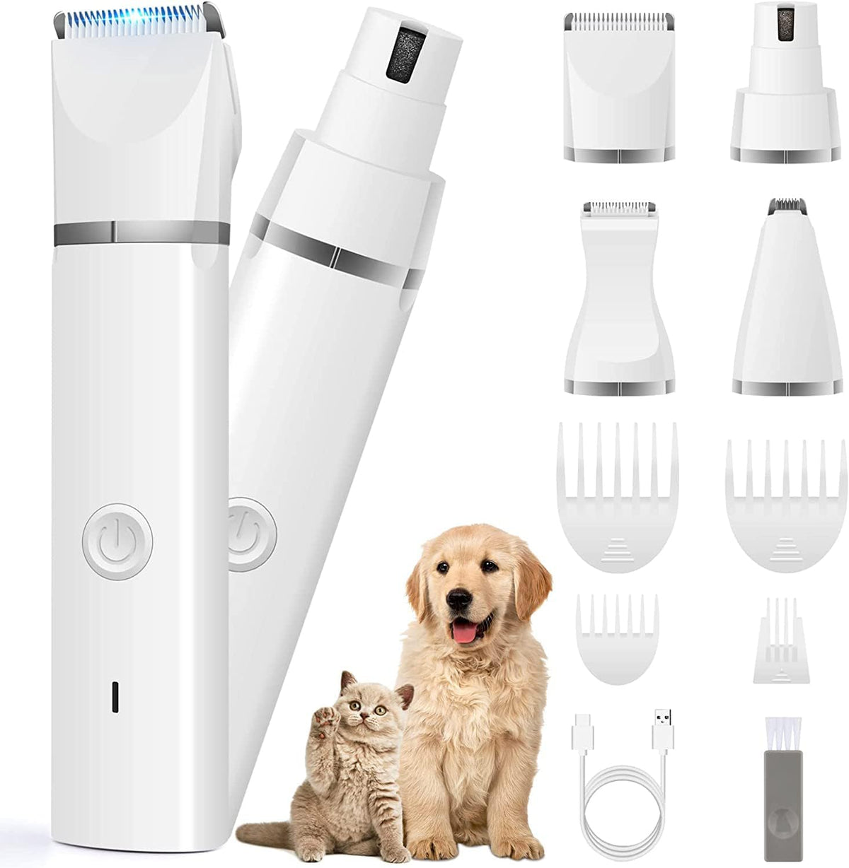 Dog Clippers Grooming Kit Hair Clipper-Low Noise Paw Trimmer- Rechargeable - Cordless Quiet Nail
