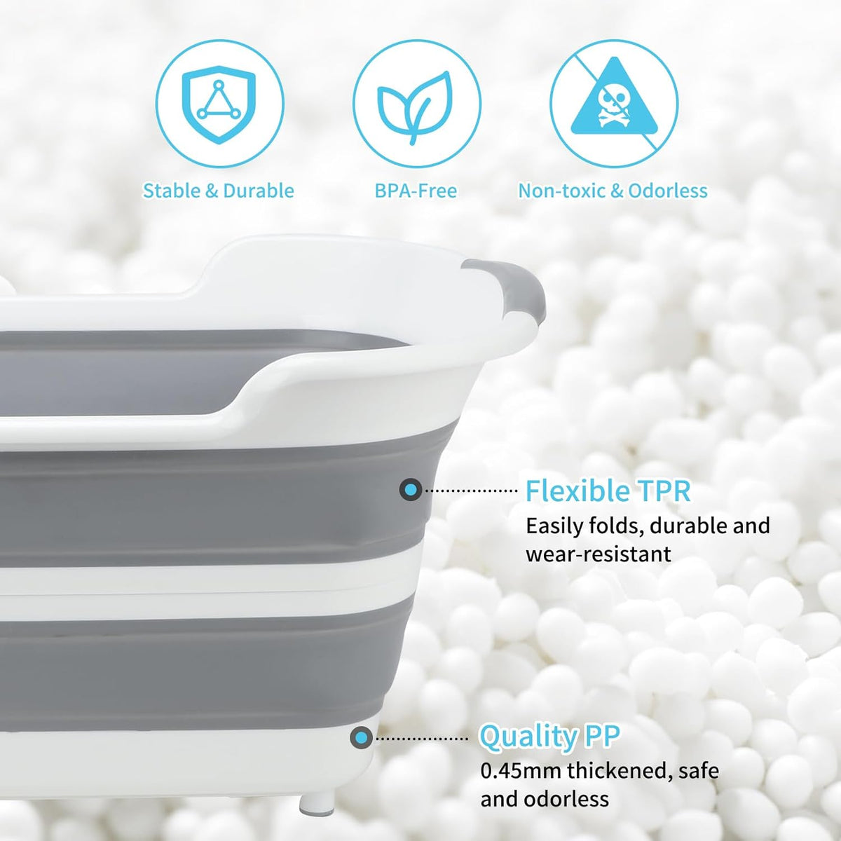 FHTONGE 7.13 Gal/27L Raised Collapsible Dog Bathtub with Drain Hair Catcher, Multifunctional Pet