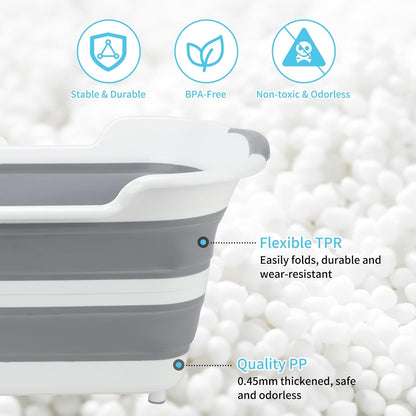 FHTONGE 7.13 Gal/27L Raised Collapsible Dog Bathtub with Drain Hair Catcher, Multifunctional Pet