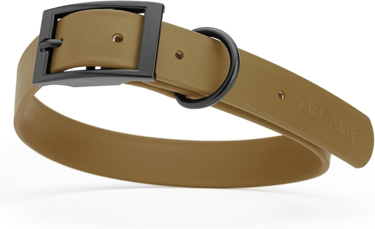 Dogline Biothane Waterproof Dog Collar Strong Coated Nylon Webbing with Black Hardware Odor- Proof