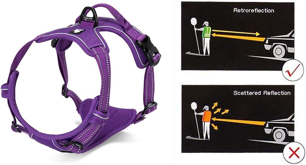 Truelove No Pull Dog Harness with Easy Control Handle and 2 Leash Attachments,Reflective Adjustable