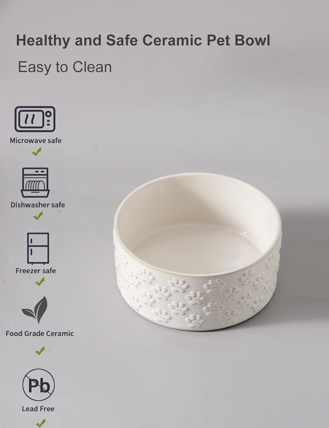 UBEE Ceramic Dog Bowl Set of 2, 5.1 inch Dog Dish Food Bowl with Paw Pattern, Pet Food Water Dish