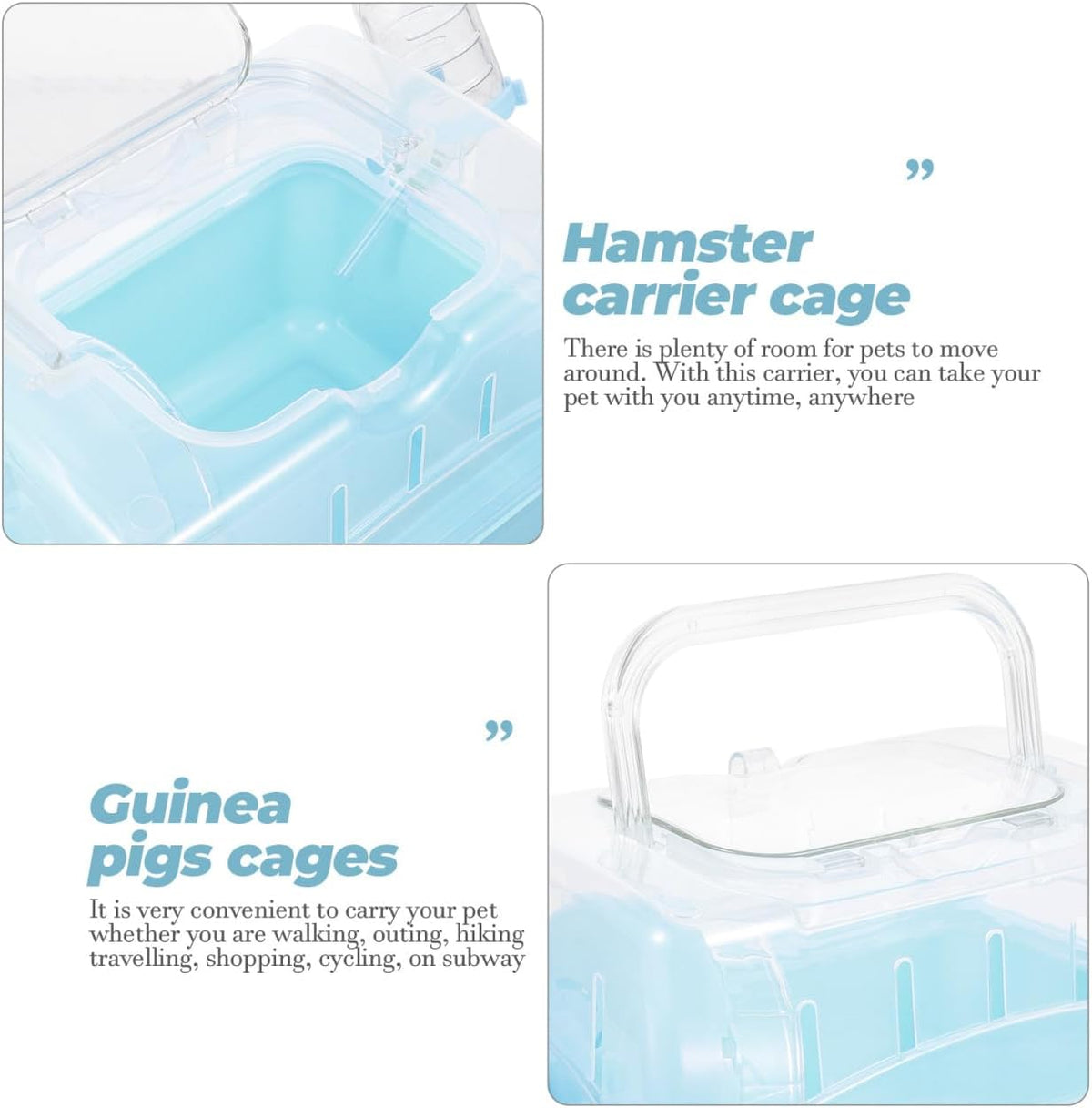 POPETPOP Small Animal Carrier Cage with Water Bottle - Portable Hamster Travel Cage with Handles