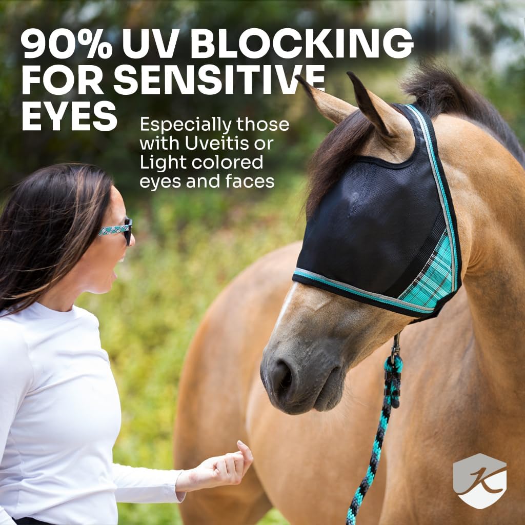 Kensington 90% UV Fly Mask Halter CatchMask UViator - Without Ears & Forelock Freedom Web Trim