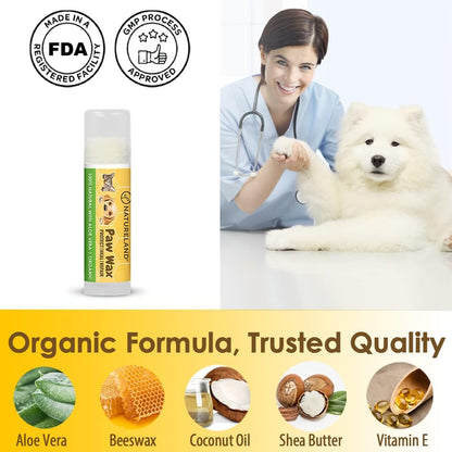 [8 OZ] Natureland Organic Paw Wax for Dogs and Cats, Natural Outdoor Protection to Heal, Repair