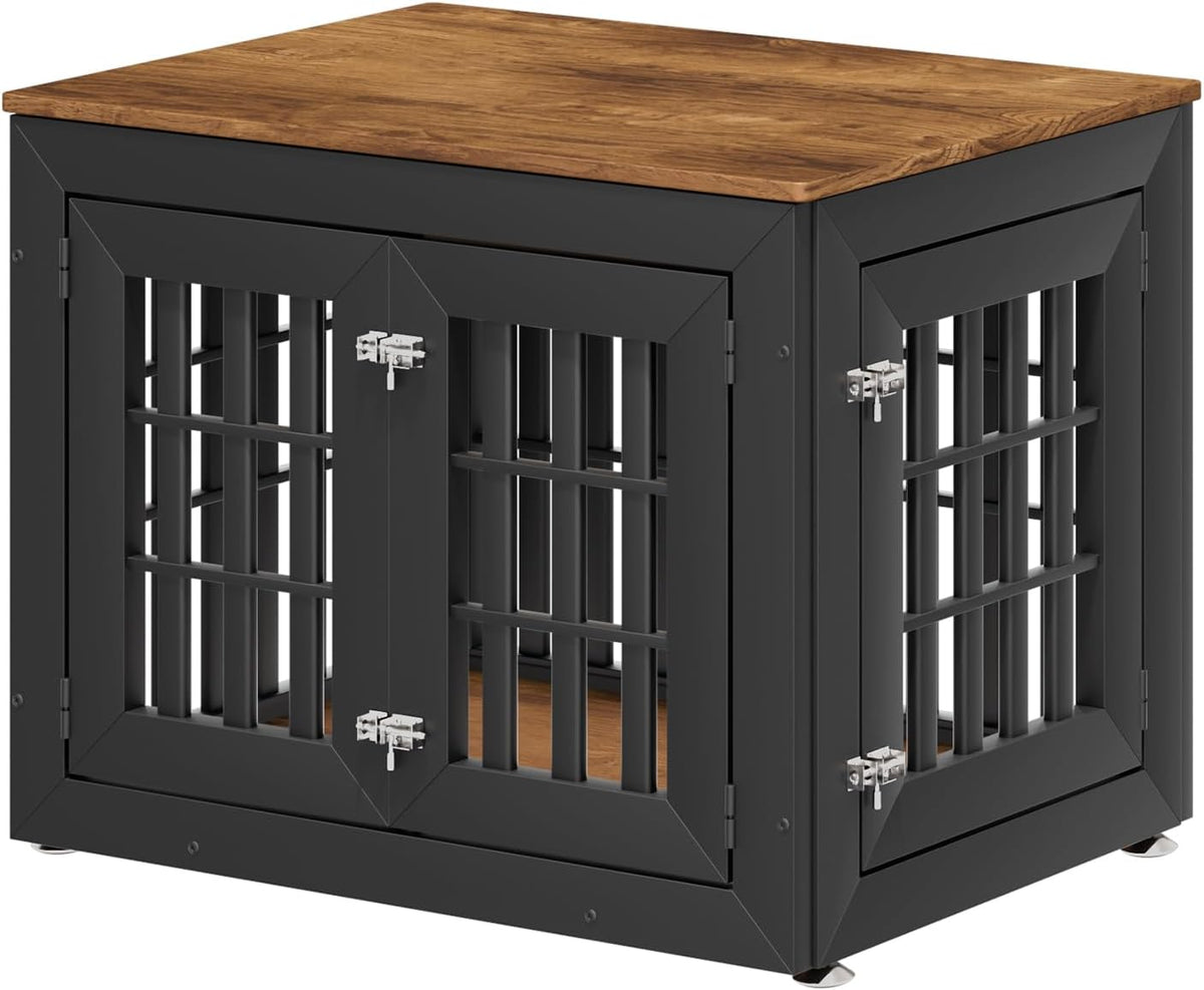 32" Heavy Duty Dog Crate Furniture for Small,Medium and Large Dogs,Rustic Wooden Dog Cage Kennel