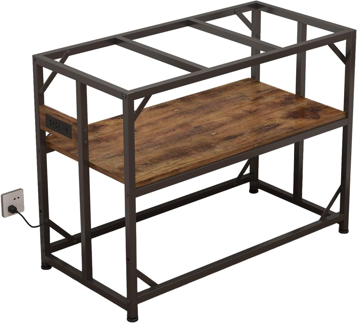 Sturdy Metal Aquarium Stand with Power Outlets, Adjustable Storage Cabinet - 660LBS Capacity